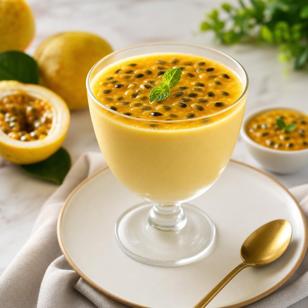 Mousse de Maracujá Aerada com Calda Tropical