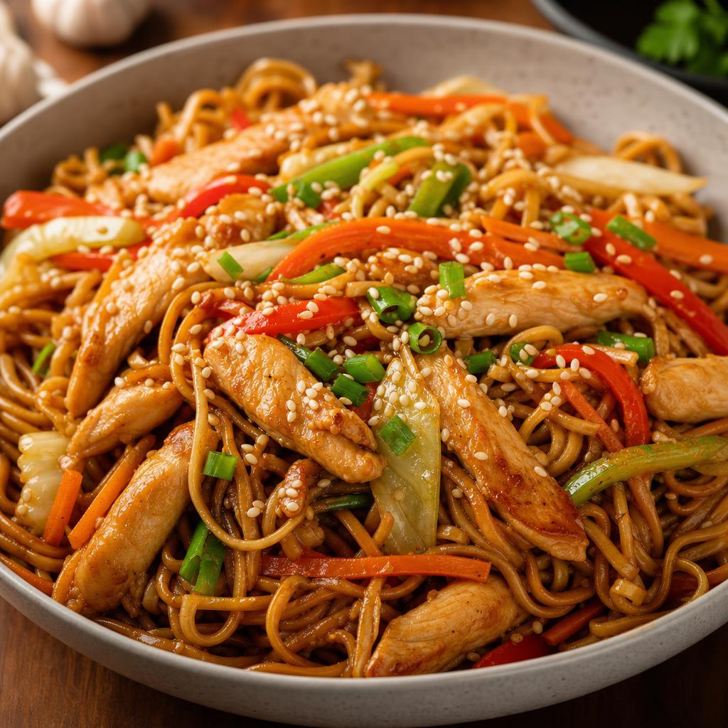 Yakissoba de Frango com Legumes Salteados